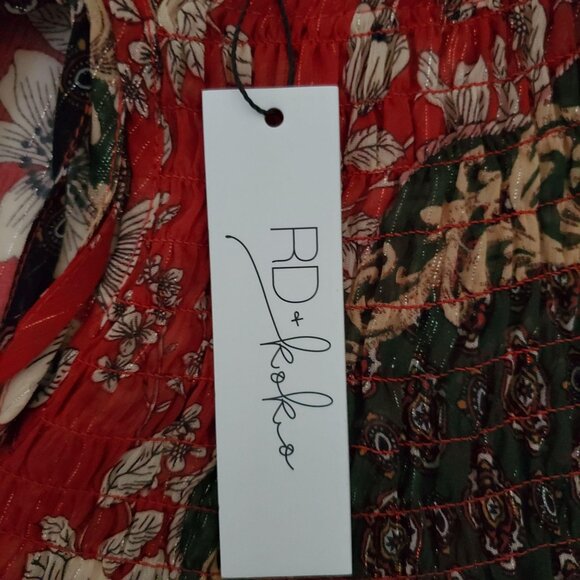 RD & KOKO Women's Long Sleeve Embroidered Fringe Kimono Blouse Size Small NWT - Picture 10 of 13